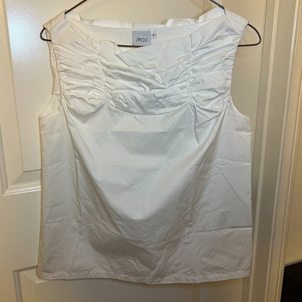 iRoo White Ruffled Sleeveless Top Women’s Size XS